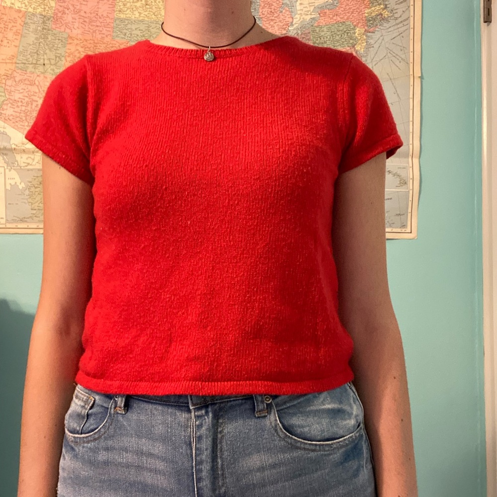 Red knit Brandy Melville sweater